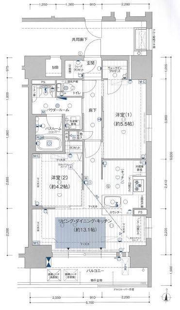 プレサンス ロジェ 丸の内 CENTRAL CASA(2LDK/4階)の間取り写真