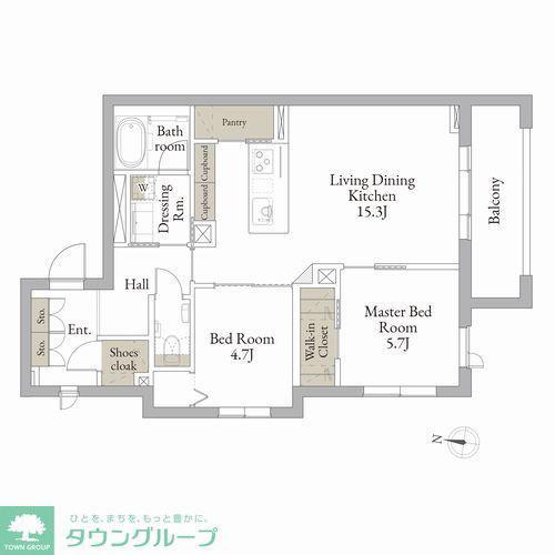 桂 高輪(2LDK/2階)の間取り写真