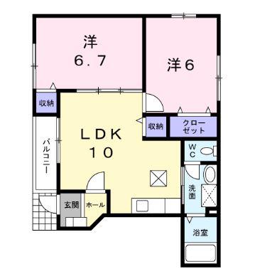 オブコニカ(2LDK/1階)の間取り写真