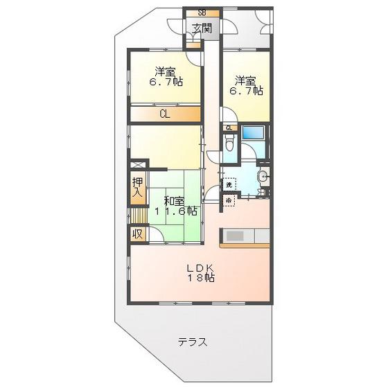 サンマンションアトレ桜橋(3LDK/1階)の間取り写真