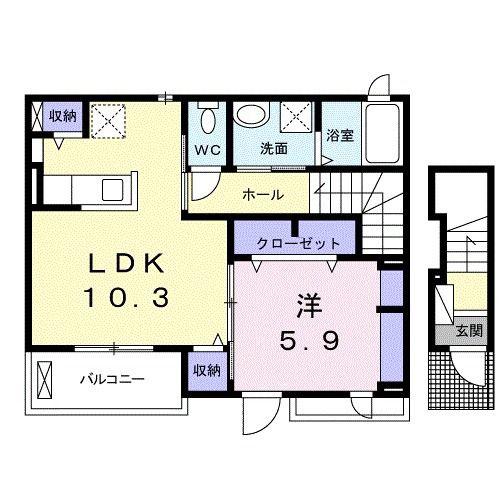 アヴェニューII(1LDK/2階)の間取り写真