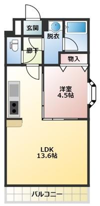 ソレアード(1LDK/1階)の間取り写真