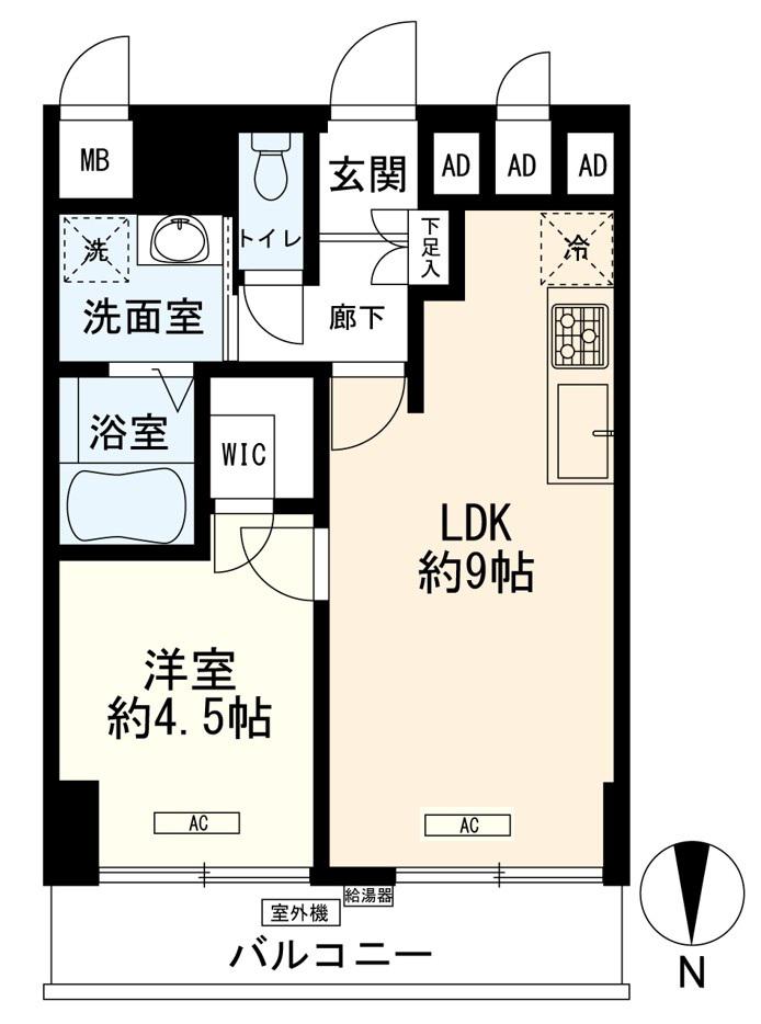 西蒲田スカイハイツ(1LDK/2階)の間取り写真