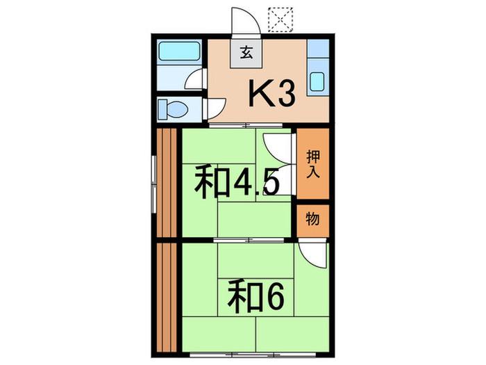 シティハイム小林(2K/2階)の間取り写真