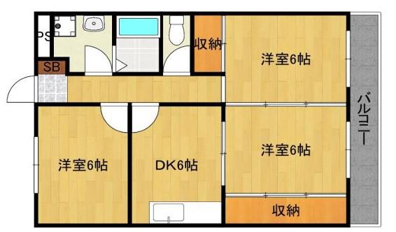 YKRシャンボール(3DK/2階)の間取り写真