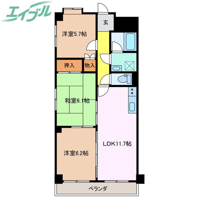 エスパシオときわ(3LDK/3階)の間取り写真