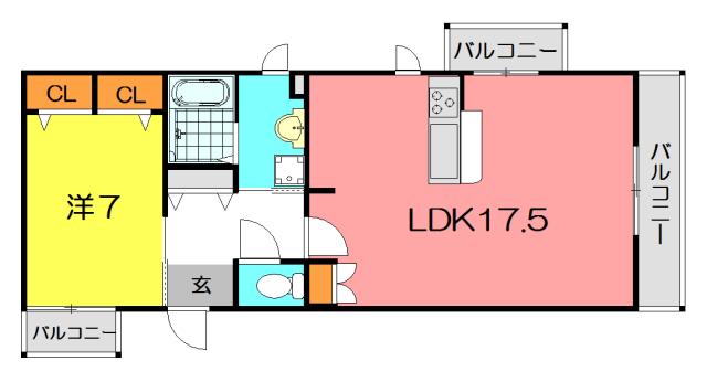 グランディール山科(1LDK/3階)の間取り写真