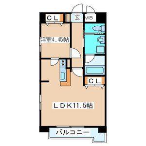 新田東レジデンス(1LDK/7階)の間取り写真