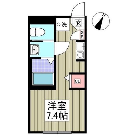 アクリート東白楽(ワンルーム/1階)の間取り写真