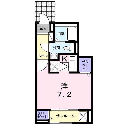シーサイドチェリー(1K/1階)の間取り写真