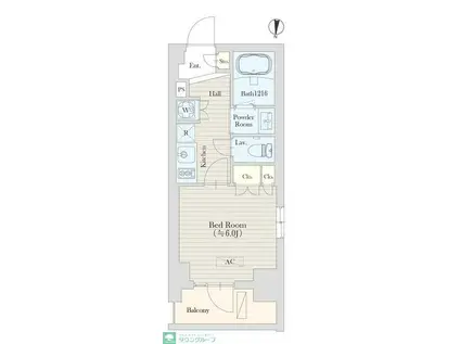 グランレスト渋谷大山町(1K/3階)の間取り写真