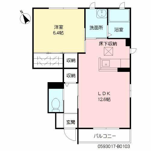 シャーメゾン淡窓B(1LDK/1階)の間取り写真