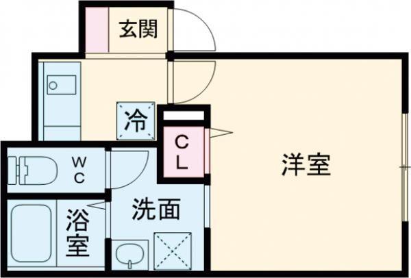 エラン海老名(1K/2階)の間取り写真