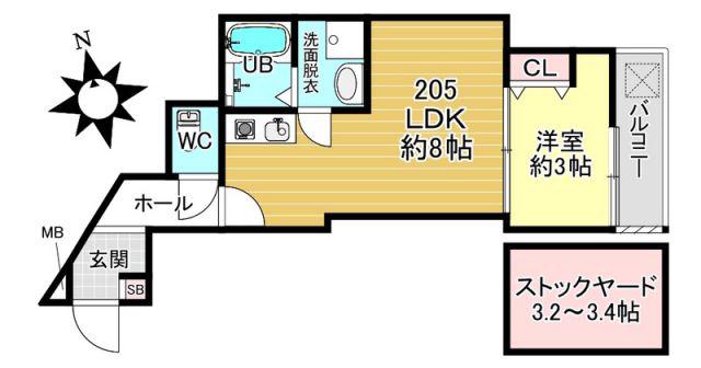 BKB仙石屋敷(1LDK/3階)の間取り写真