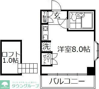 クラウンロイヤル(ワンルーム/3階)の間取り写真