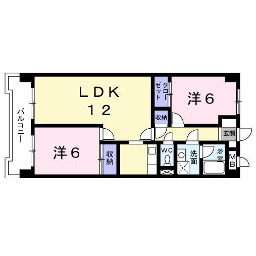 サンロイヤル幸(2LDK/3階)の間取り写真