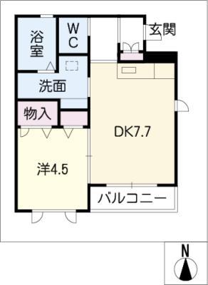 ベル メゾン 犬山(1DK/1階)の間取り写真