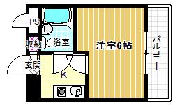 サンアベニューハヤマ(1K/2階)の間取り写真