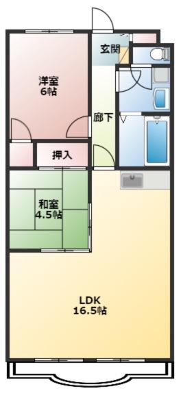 レナジア神領 (2LDK/4階)の間取り写真