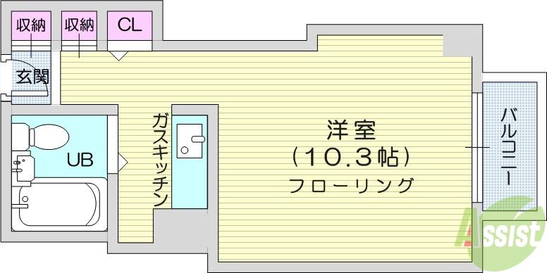 仙台錦町ハルヤマテラス(ワンルーム/7階)の間取り写真