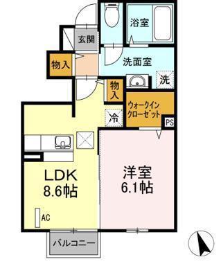 カーサデバンブー(1LDK/1階)の間取り写真