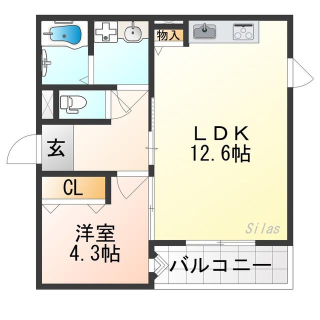 CHLORIS (1LDK/1階)の間取り写真