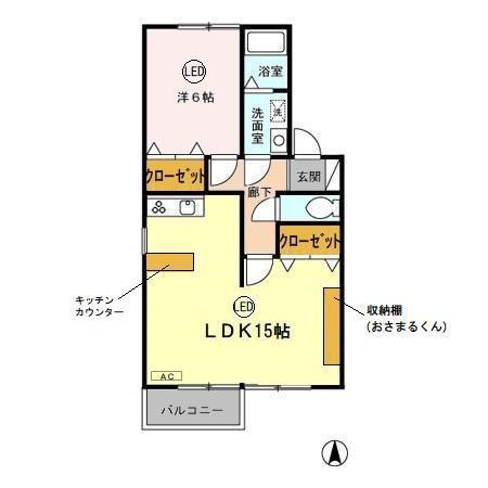 プレジュール弐番館(2DK/2階)の間取り写真