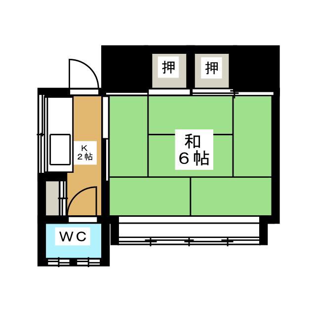 みどり荘(1K/2階)の間取り写真