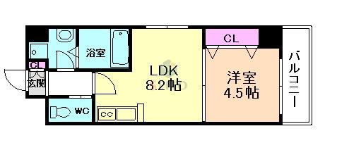 アトール西中島II(1LDK/8階)の間取り写真