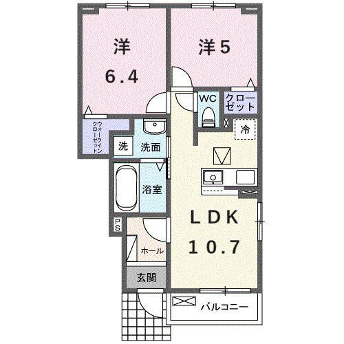 フェリーチェ(2LDK/1階)の間取り写真