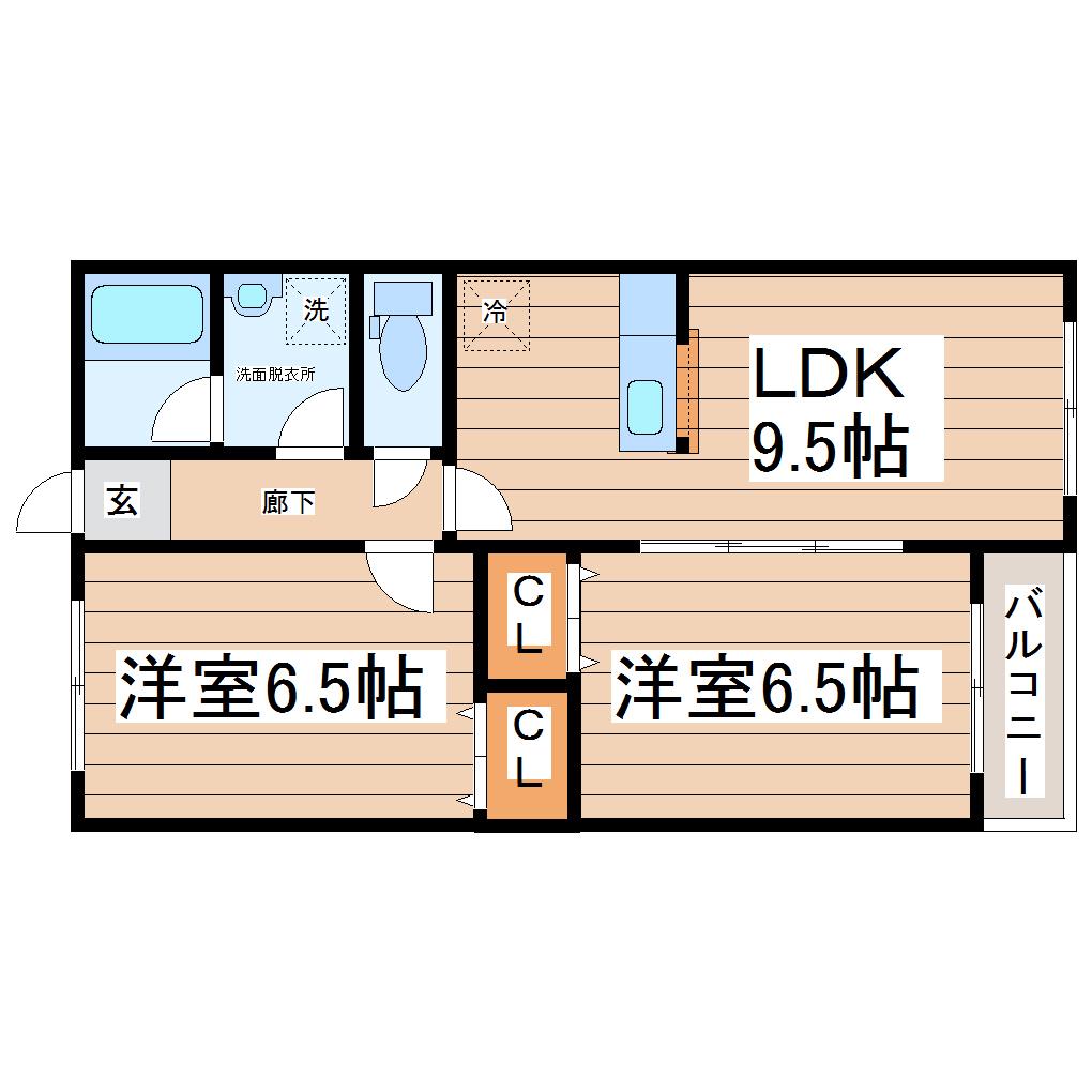 中田ガーデンハイツ(2LDK/1階)の間取り写真