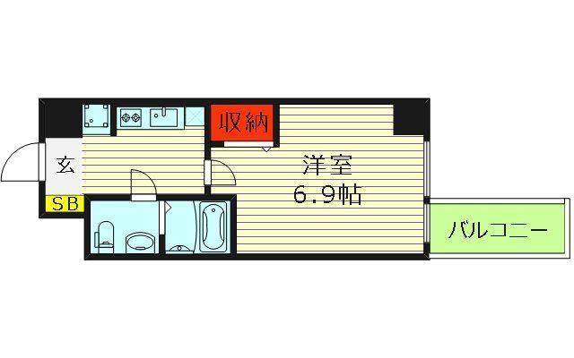 エグゼ大阪CITYルーエ(1K/8階)の間取り写真