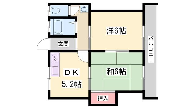 グリーンハイツ南棟(2K/2階)の間取り写真