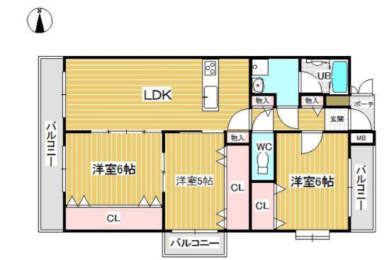 リッフェルゼ(3LDK/3階)の間取り写真