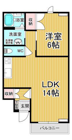 NARABUハイツIV(1LDK/1階)の間取り写真