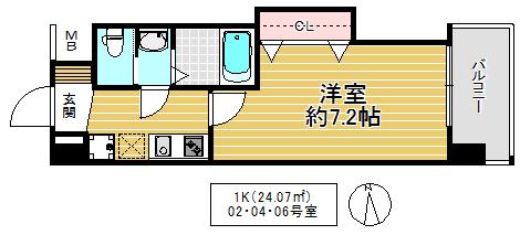 LUXE鶴見(1K/10階)の間取り写真