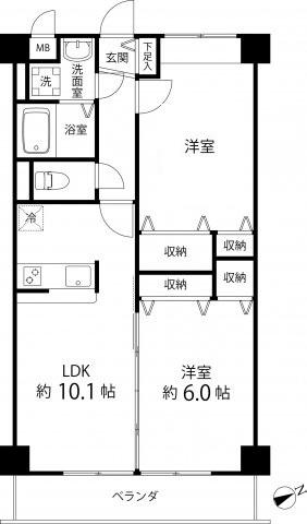 エコーヒルズ神代(2LDK/1階)の間取り写真