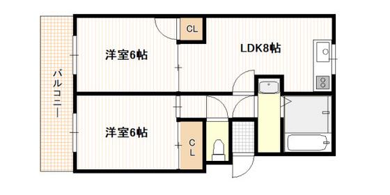 サウスバード(2LDK/3階)の間取り写真
