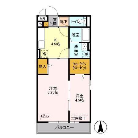プランドール幸房弐番館(2K/3階)の間取り写真
