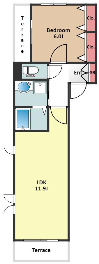 ヘーベル柏木(1LDK/1階)の間取り写真
