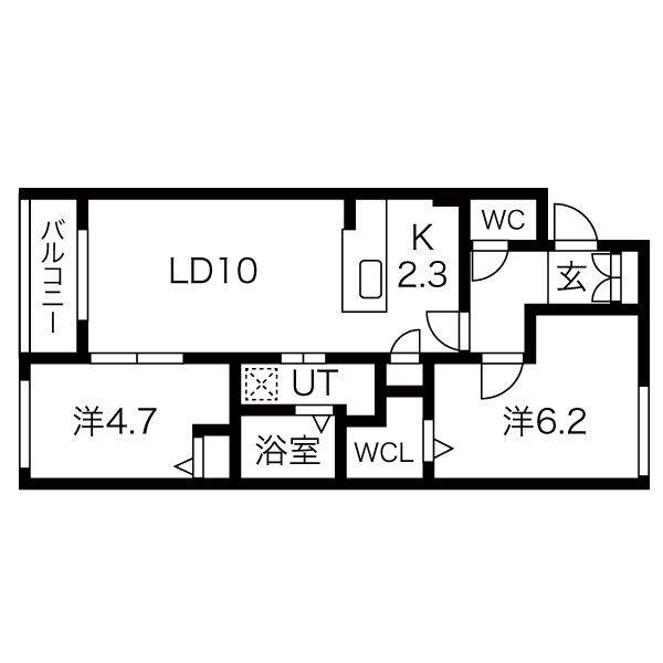 グランツ山鼻169(2LDK/4階)の間取り写真