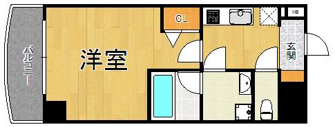 ソルセレジェイラ西宮(1K/6階)の間取り写真