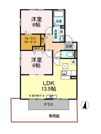 ガーデンヒルズイースト(2LDK/1階)の間取り写真