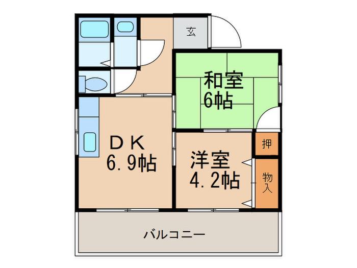 アバント・コート大石東町(2DK/2階)の間取り写真