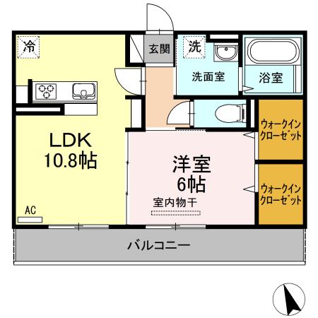 エル・ソル沖浜(1LDK/2階)の間取り写真