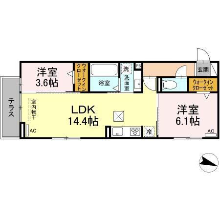 POLARIS(2LDK/1階)の間取り写真