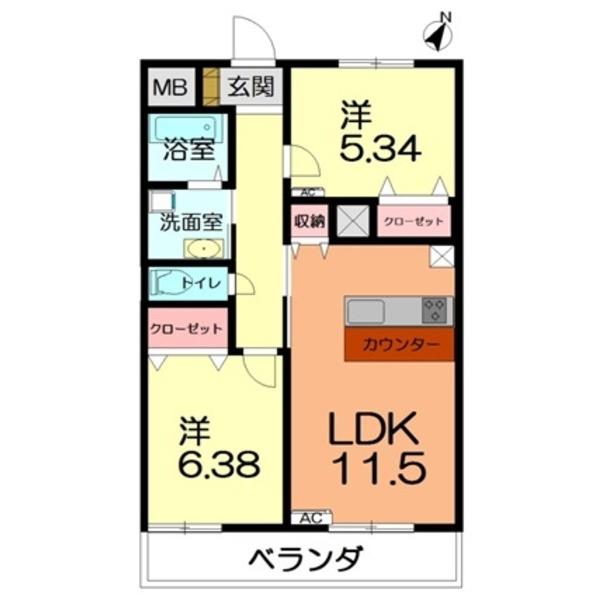 エミネンス(2LDK/1階)の間取り写真