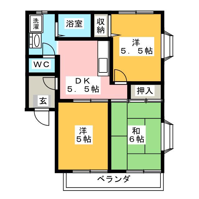ららぽーとB(3DK/2階)の間取り写真