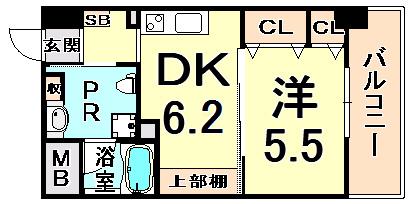 エクセラ塚口(1DK/3階)の間取り写真