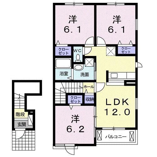 ファミール・パークB(3LDK/2階)の間取り写真